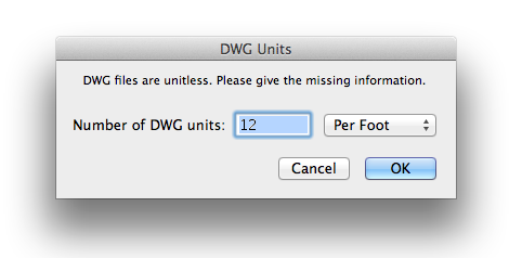 DWG units dialog