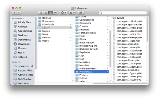 Select Preferences Folder